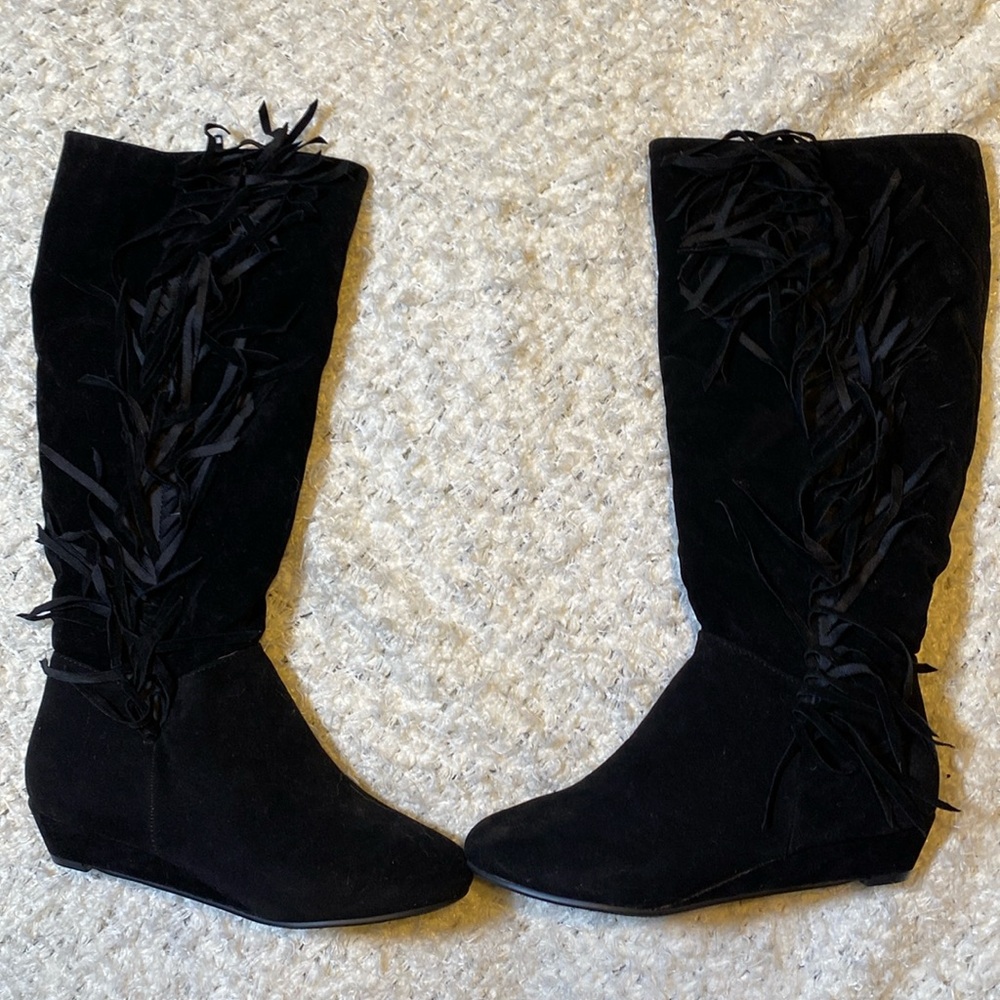 Faux suede knee high boots